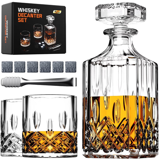 Whiskey Decanter Set with Glasses and Whiskey Stones, Whiskey Decanter Sets for Men, Valentine'S Day Gift, Anniversary Birthday Gifts for Father Mother Husband