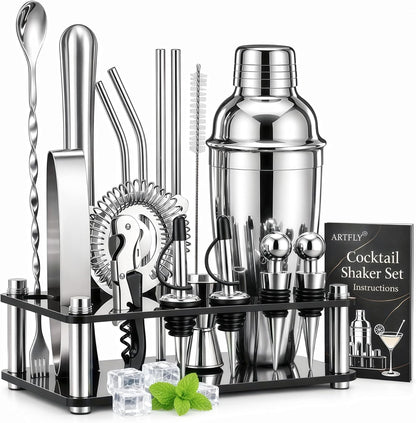 Cocktail Shaker Set, 18-Piece Bartender Kit with Acrylic Stand