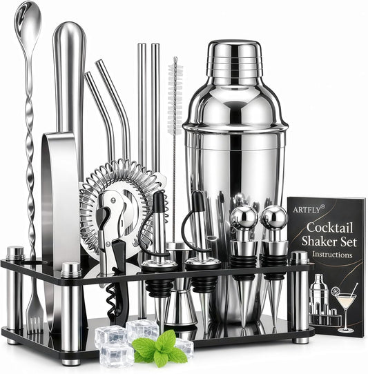 Cocktail Shaker Set, 18-Piece Bartender Kit with Acrylic Stand