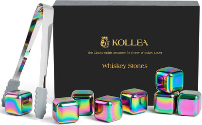 Whiskey Stones 8-Pack Stainless Steel Chilling Rocks Set, Multicolor